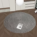 Gray Woven Round Area Rug On Wooden Floor With Modern Furniture And Lamp