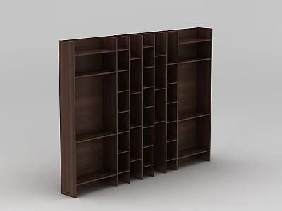 Dark Wood Modern Bookcase With Multiple Open Shelves And Sturdy Compartments 3d model
