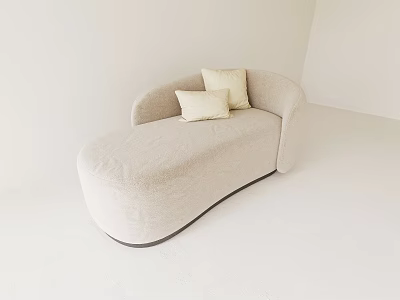 Modern Beige Chaise Lounge With Plush Pillows In Minimalist White Interior 3d model