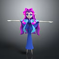 Fantasy Character With Purple Pink Hair Blue Skin And Colorful Cape Outstretched Arms