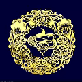 Golden Circular Sculpture Design Featuring Intricate Floral Patterns And Central Phoenix Figure