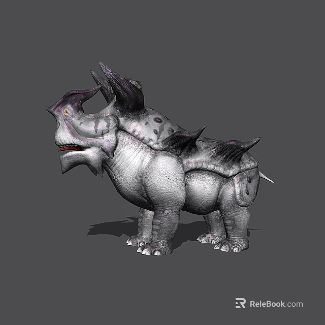 Game And Movie Character Armored Creature With Horns Spikes And Red Eyes 3d model 