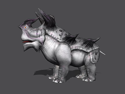 Game And Movie Character Armored Creature With Horns Spikes And Red Eyes 3d model