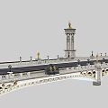 Ornate Bridge With Decorative Lamps Statue And Arch Structure Design