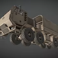 Beige Military Cargo Truck With Canvas Cover And Six Large Off Road Wheels