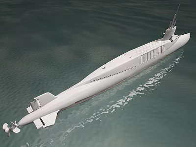 Modern Submarine With Sleek Design Sailing On Calm Water Surface And Reflection 3d model