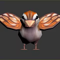 Cartoon Style Bird With Orange And White Feathers And Butterfly Like Wings