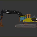 Volvo Tracked Utility Vehicle Excavator With Yellow Black Exterior And Blue Cabin Design