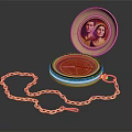 Open Gold Rimmed Pocket Watch With Red Interior Photo And Chain