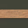 Vintage Wooden Storage Shelf With Metal Trim Side Handles And Printed Text
