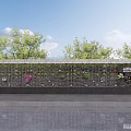 Beautiful Vertical Garden Decor With Plant Wall And Stone Slab Floor Under Blue Sky