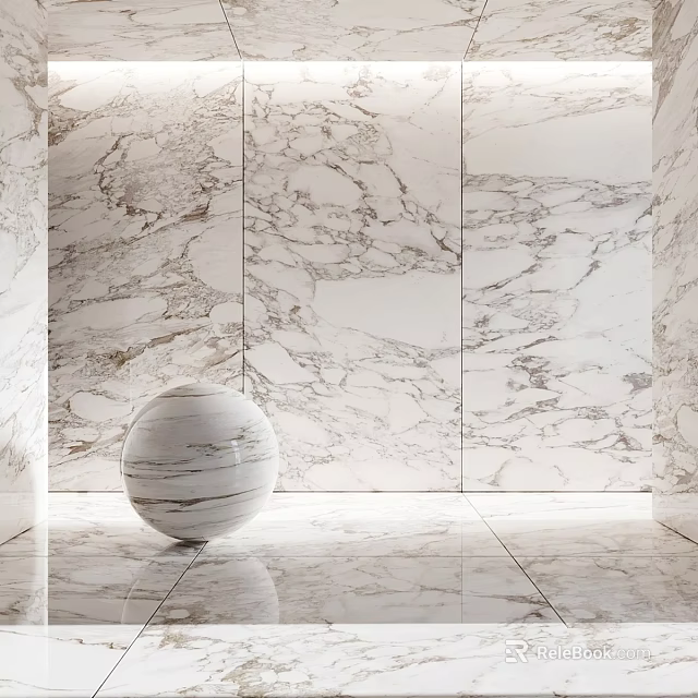Elegant Marble Construction Components With Wall Floor And Central White Sphere 3d model 