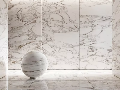 Elegant Marble Construction Components With Wall Floor And Central White Sphere 3d model