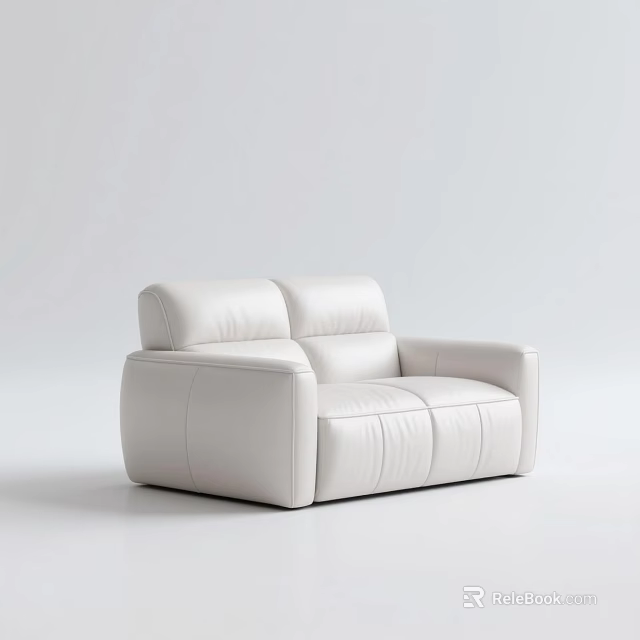 Modern White Leather Two Seater Sofa With Sleek Design And Comfortable Armrests 3d model