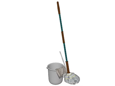 Essential Household Cleaning Supplies Including Mop And Bucket For Daily Use 3d model