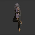 Game Movie Character Elf Purple Skin Pointed Ears Metallic Outfit Leather Boots Dynamic Pose