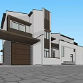 Modern Waterfront Detached Villa Design With White Exterior And Large Windows 3d model