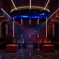 Luxury KTV Room With Neon Lights Starry Ceiling And Bar