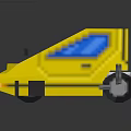 Yellow Block Toy Car With Blue Windows And Playful Retro Design
