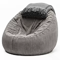 Gray Bean Bag Chair With Fringe Decor Soft Fabric And Multiple Views