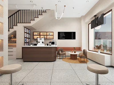 Modern Beauty Hair Salon Interior With Reception Counter Styling Chairs Mirrors And Product 3d model