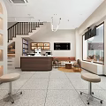 Modern Beauty Hair Salon Interior With Reception Counter Styling Chairs Mirrors And Product