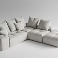 Gray L shaped Sectional Sofa With Plush Cushions Modern Comfortable Design 3d model