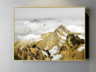 Modern landscape painting gold and silver commercial space abstract water decorative painting model