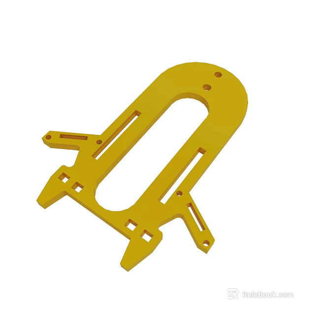 Yellow Industrial Mechanical Part With Structural Holes And Design Features 3d model 