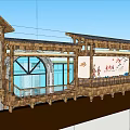 Chinese Classical Wooden Pergola With Arched Windows Decorative Railings And Traditional Design