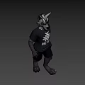 Game Character Anthropomorphic White Wolf With Red Eyes Black T-shirt White Wolf Print And Shorts