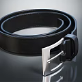 Black Leather Belt With Sleek Metal Buckle And Smooth Surface Design