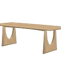 Modern Wooden Dining Table With Unique Curved Legs And Natural Wood Finish