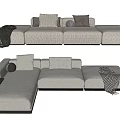 Cream style sofa three-seat sofa multi-person sofa sofa corner sofa 3d model