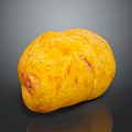Fresh Yellow Potato With Spotted Surface On Black Background With Reflection 3d model