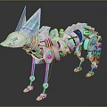 Futuristic Mechanical Wolf With Silver Metallic Body And Blue Transparent Ears