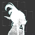 Fantasy Woman With Pointed Ears Feathered Hair And Cross Shaped Face Accessory