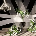 Elegant Banquet Hall Interior With Modern Chandeliers Fresh Flower Decor And Hanging Lighting Fixtures