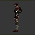 Red And Black Armored Futuristic Warrior Character With Helmet And Mechanical Design