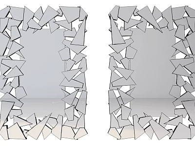 Unique Modern Decorative Mirror Featuring Fragmented Geometric Frame Design for Home Interior Decor 3d model
