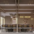 Hot Pot Restaurant Modern Interior With Wooden Decor Open Layout Dining Area Counter And Lighting