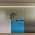 Modern Frosted Glass Partition With Integrated Lighting And Indoor Plant