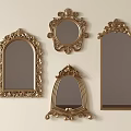 Golden Decorative Mirrors With Ornate Frames Various Designs For Elegant Home Decor 3d model