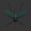 Realistic Mosquito With Green Wings Red Eyes And Black Body On Smooth Surface Reflection