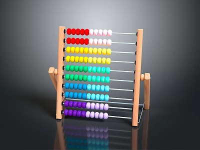 Wooden Abacus With Colorful Rainbow Beads And Sturdy Frame Design 3d model