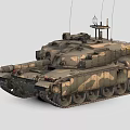 Detailed Military Main Battle Tank With Camouflage Armor Turret Antenna And Long Barrel