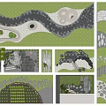 Road Infrastructure Design With Stone Paving Slab Paths And Landscape Elements 3d model