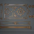 Ornate Golden Carvings With Intricate Patterns And Various Decorative Elements 3d model
