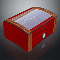 Red Wooden Cigar Box With Transparent Glass Lid Showing Cigars Inside And Round Gauge
