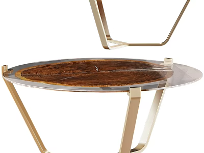 Modern Coffee Table With Wooden Top And Gold Metal Geometric Legs Design 3d model